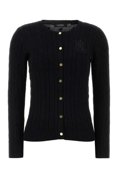 Polo Ralph Lauren Cable-knit Cotton Blend Cardigan In Black