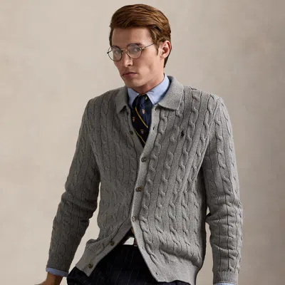 Polo Ralph Lauren Cable-knit Cotton Cardigan In Fawn Grey Heather