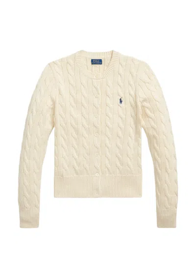 Polo Ralph Lauren Cable-knit Cotton Cardigan In Neutral