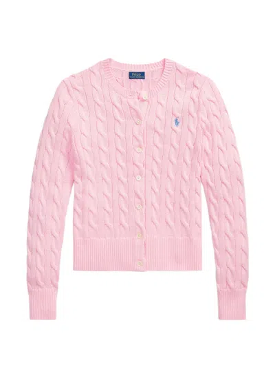 Polo Ralph Lauren Cable-knit Cotton Cardigan In Pink