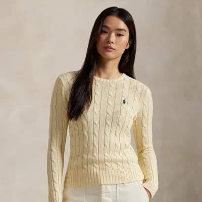 Polo Ralph Lauren Cable-knit Cotton Crewneck Sweater In Cream
