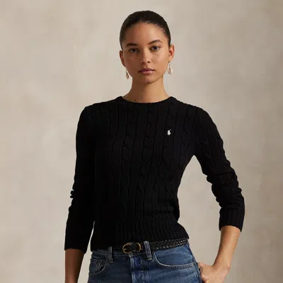 Polo Ralph Lauren Cable-knit Cotton Crewneck Sweater In Polo Black/white Pp