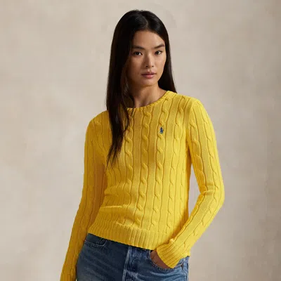 Polo Ralph Lauren Cable-knit Cotton Crewneck Sweater In Trainer Yellow