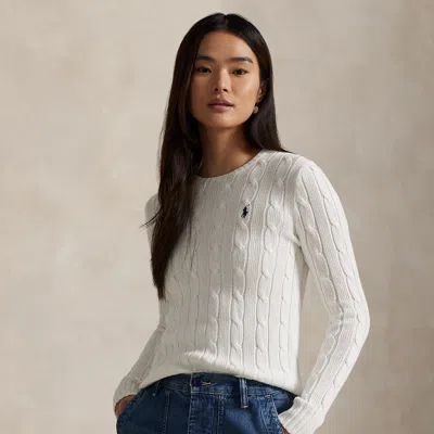 Polo Ralph Lauren Cable-knit Cotton Crewneck Sweater In White