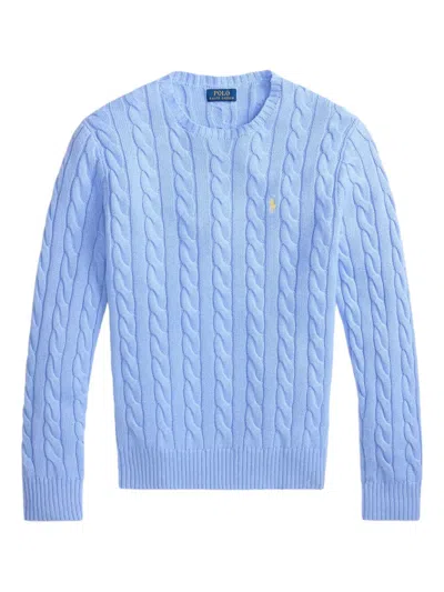 Polo Ralph Lauren Mens Austin Blue Crewneck Cable-knit Cotton Jumper Xl