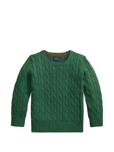 Polo Ralph Lauren Kids' Cable-knit Cotton Knitwear In Green