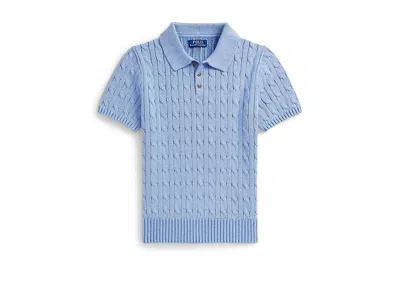 Polo Ralph Lauren Cable-knit Cotton Polo Sweater (toddler/little Kid) Boy's Sweater Blue Heather : 6 Little Kid