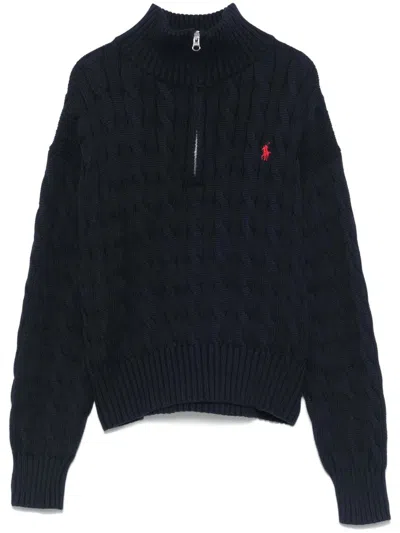 Polo Ralph Lauren Cable-knit Cotton Sweater In Black