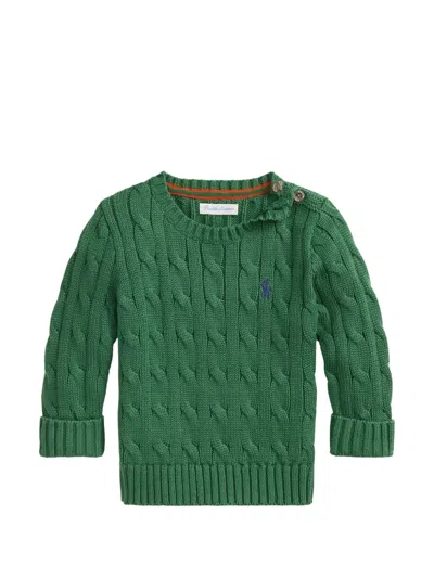 Polo Ralph Lauren Babies' Cable-knit Cotton Sweater In Green