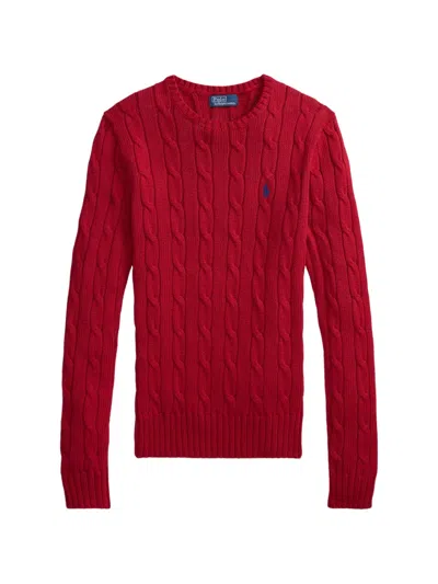 Polo Ralph Lauren Cotton Cable Knit Crew Neck Jumper In Red