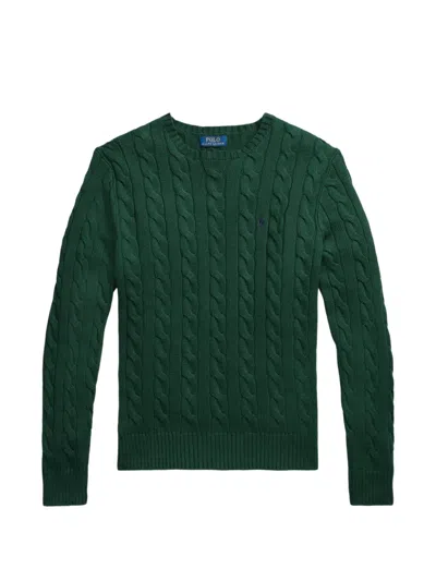 Polo Ralph Lauren Cable Knit Cashmere Crew Neck Sweater In Green