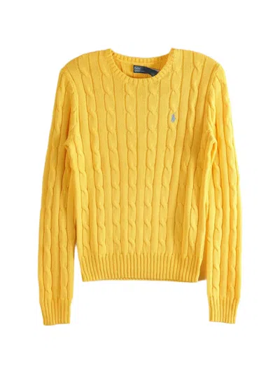 Polo Ralph Lauren Cable-knit Crew-neck Sweater In Yellow