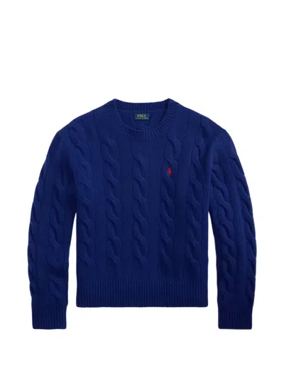 Polo Ralph Lauren Cable-knit Embroidered Jumper In Blue