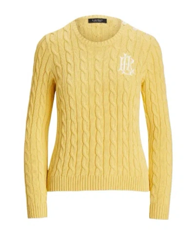 Polo Ralph Lauren Cable-knit Embroidered Sweater In Yellow