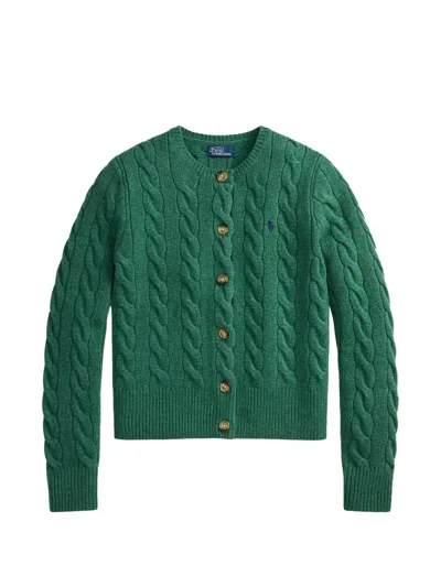 Polo Ralph Lauren Cable-knit Embroidered-logo Cardigan In Multi