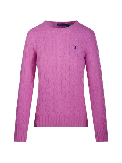 Polo Ralph Lauren Over-size Girocollo A Trecce In Lana E Cachemire Sweater In Purple