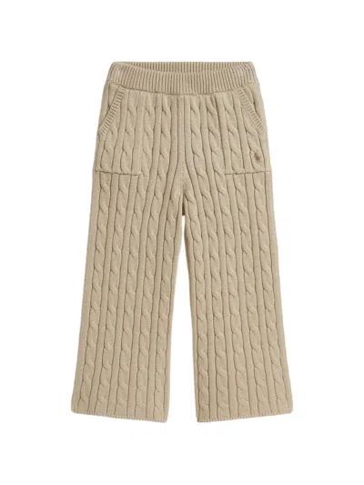 Polo Ralph Lauren Cable-knit Embroidered-logo Trousers In Multi