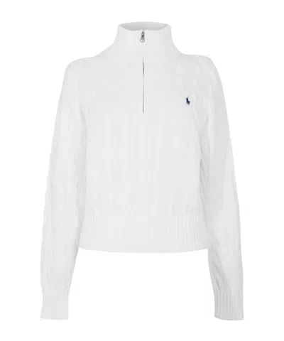 Polo Ralph Lauren Cable-knit Half-zip Sweater In White