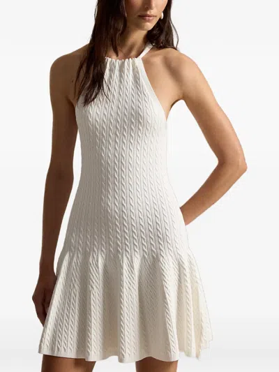Polo Ralph Lauren Cable-knit Halterneck Mini Dress In Neutral
