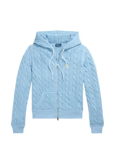 Polo Ralph Lauren Cable-knit Hooded Top In Blue