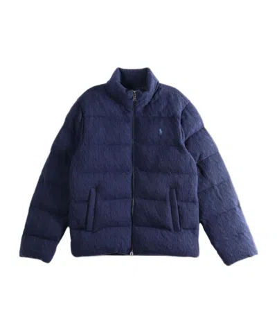 Polo Ralph Lauren Cable-knit Padded Sweater Jacket In Blue