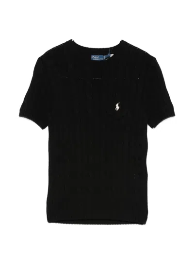 Polo Ralph Lauren Cable-knit Logo-embroidered Sweater In Black