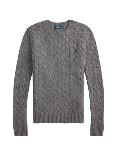 Polo Ralph Lauren Cable-knit Logo-embroidered Sweater In Gray