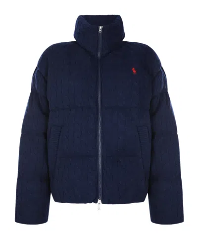 Polo Ralph Lauren Cable-knit Padded Coat In Navy