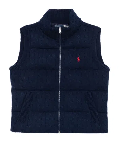 Polo Ralph Lauren Cable-knit Padded Gilet In Navy Blue