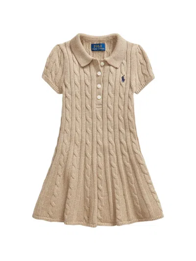 Polo Ralph Lauren Kids' Cable-knit Polo Dress In Neutral