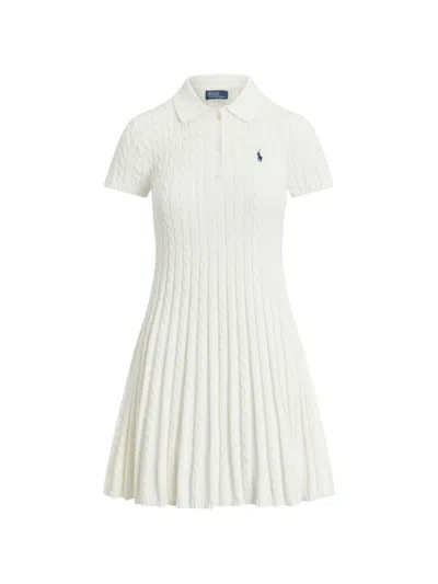 Polo Ralph Lauren Cable-knit Polo Dress In Neutrals