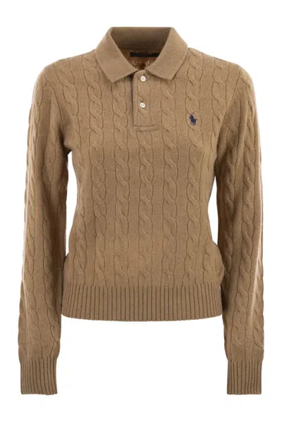 Polo Ralph Lauren Cable-knit Polo Shirt In Brown