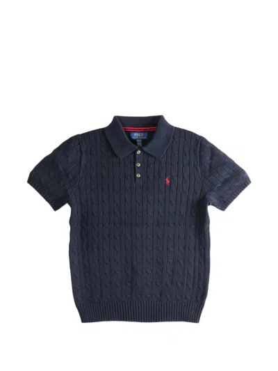 Polo Ralph Lauren Kids' Cable-knit Polo Shirt In Blue