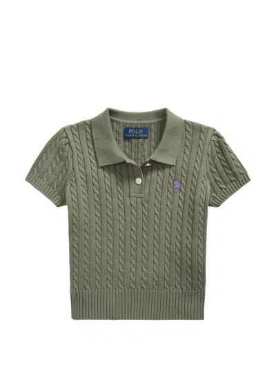 Polo Ralph Lauren Kids' Cable-knit Polo Shirt In Green