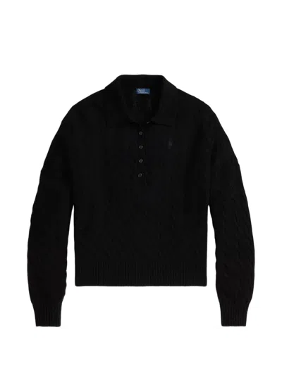 Polo Ralph Lauren Cable-knit Polo Sweater In Black
