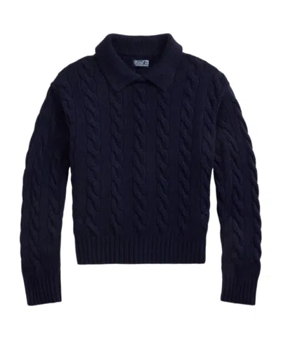 Polo Ralph Lauren Cable-knit Polo Sweater In Navy Blue
