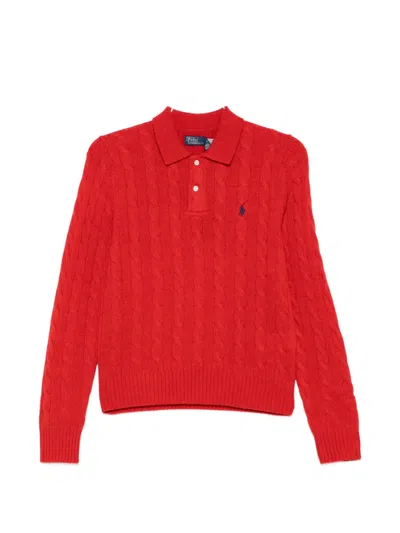 Polo Ralph Lauren Wool Cashmere Blend Cable Knit Sweater In Red