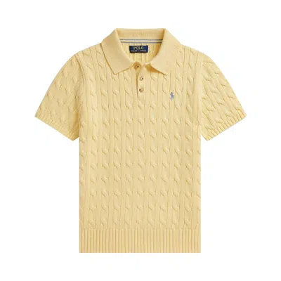 Pre-owned Polo Ralph Lauren Cable-knit Polo 'yellow' | Kid's Size Xl