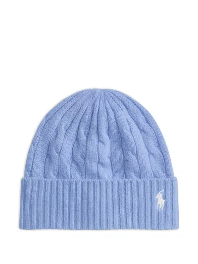 Polo Ralph Lauren Cable-knit Pony Beanie Hat In Blue