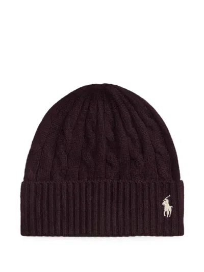 Polo Ralph Lauren Cable-knit Pony Beanie Hat In Purple