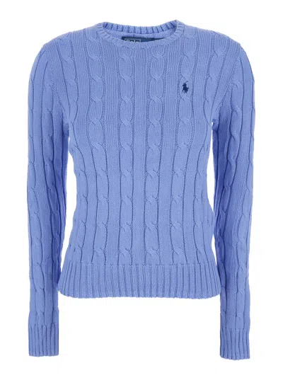 Polo Ralph Lauren Cable-knit Pony Embroidery Sweater In Blue
