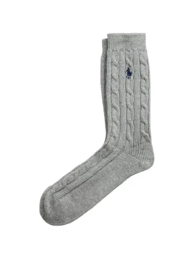 Polo Ralph Lauren Cable-knit Pony Socks In Black
