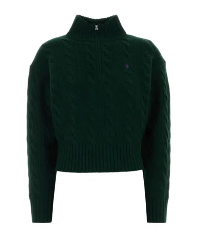 Polo Ralph Lauren Cable-knit Quarter-zip Sweater In Green