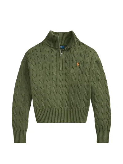 Polo Ralph Lauren Cable-knit Quarter-zip Sweater In Green