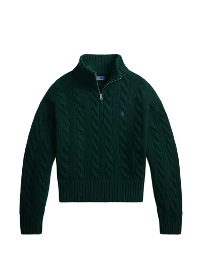 Polo Ralph Lauren Cable-knit Quarter-zip Sweater In Green