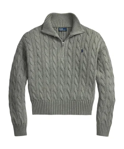 Polo Ralph Lauren Cable-knit Quarter-zip Sweater In Green