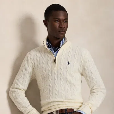 Polo Ralph Lauren Cable-knit Quarter-zip Sweater In Andover Cream In Neutral