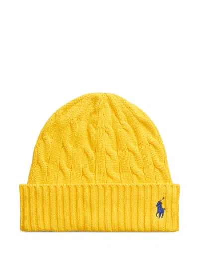 Polo Ralph Lauren Cable-knit Ribbed Beanie In Yellow