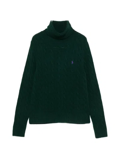 Polo Ralph Lauren Cable-knit Roll-neck Sweater In 그린