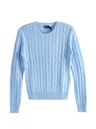 Polo Ralph Lauren Cable-knit Round-neck Sweater In Blue
